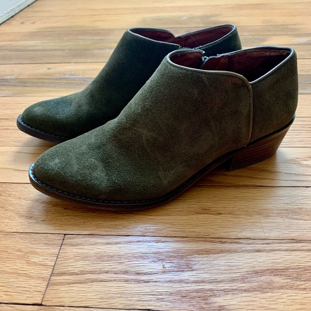 Olive Green Suede Booties